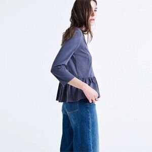 Madewell Deep-V Peplum Tee Storm Blue-‎ Women's XXS
